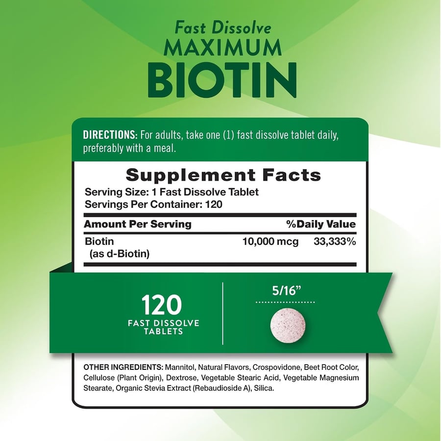 NATURES TRUTH BIOTIN 10000 MCG 120 TAB