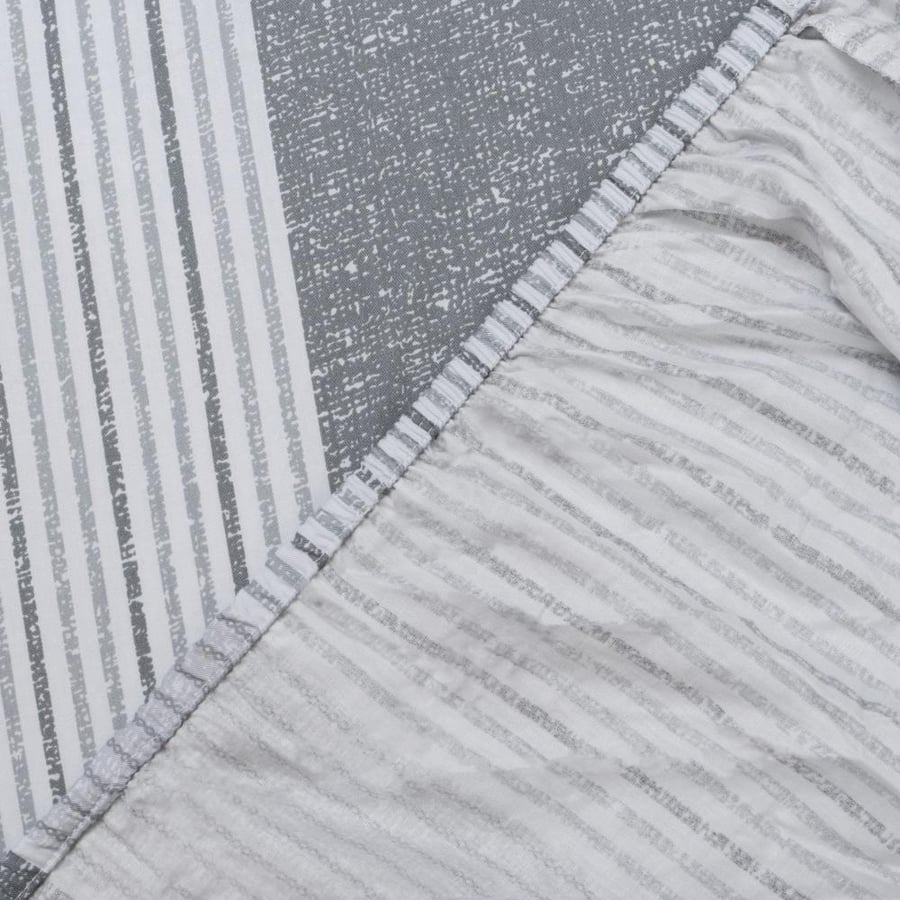 Single and a half striped bedspread set in gray and white colors – 6 pieces