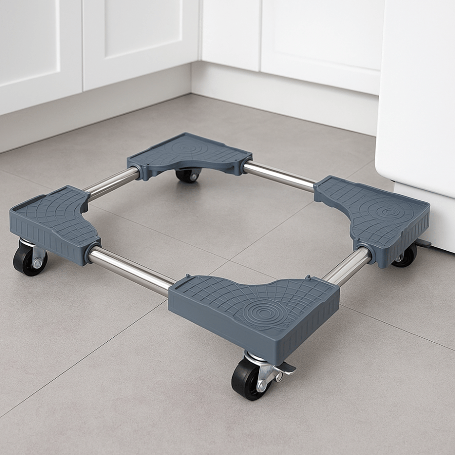 Adjustable sliding holder for household appliances with wheels