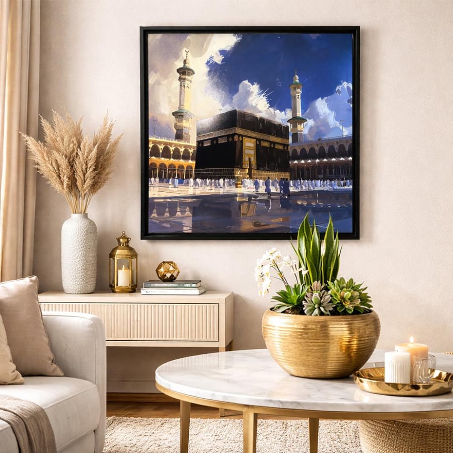 لوحة فنية الكعبة المشرفة بإطار فاخر