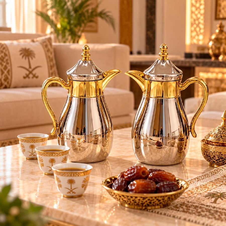 طقم دلال قهوة عربية ثنائي اللون – 1 لتر و700 مل