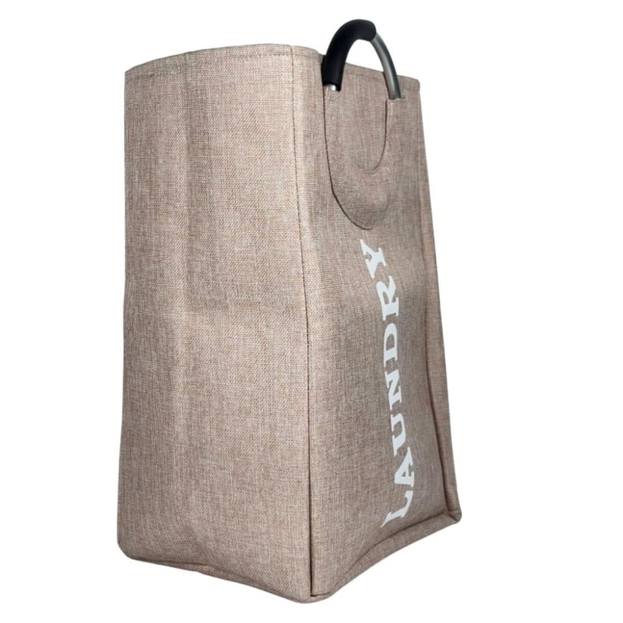 Cloth laundry basket with metal handle
