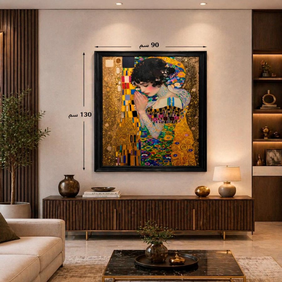 لوحة جدارية فاخرة بتصميم فني كلاسيكي بإطار أسود