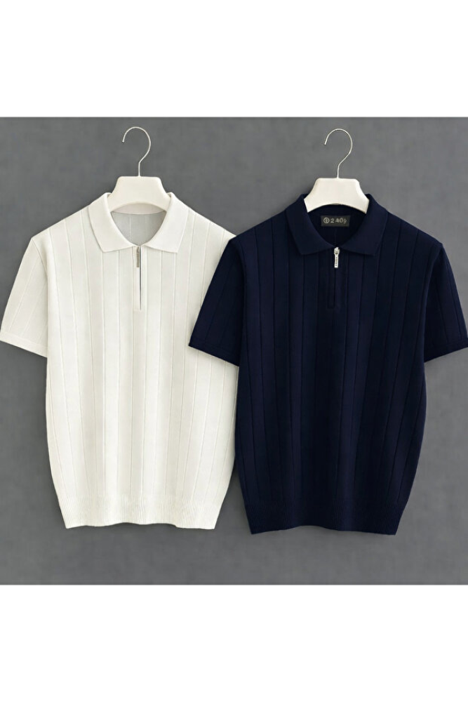 ZS Zaos Fashion a set of two men's zip-up sweatshirts made of polyurethane, made of high-quality cotton, flexible and comfortable, regular T-shirt