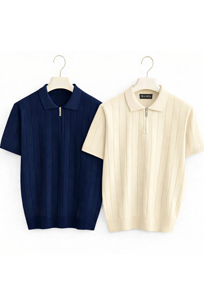 ZS Zaos Fashion a set of two men's zip-up sweatshirts made of polyurethane, made of high-quality cotton, flexible and comfortable, regular T-shirt