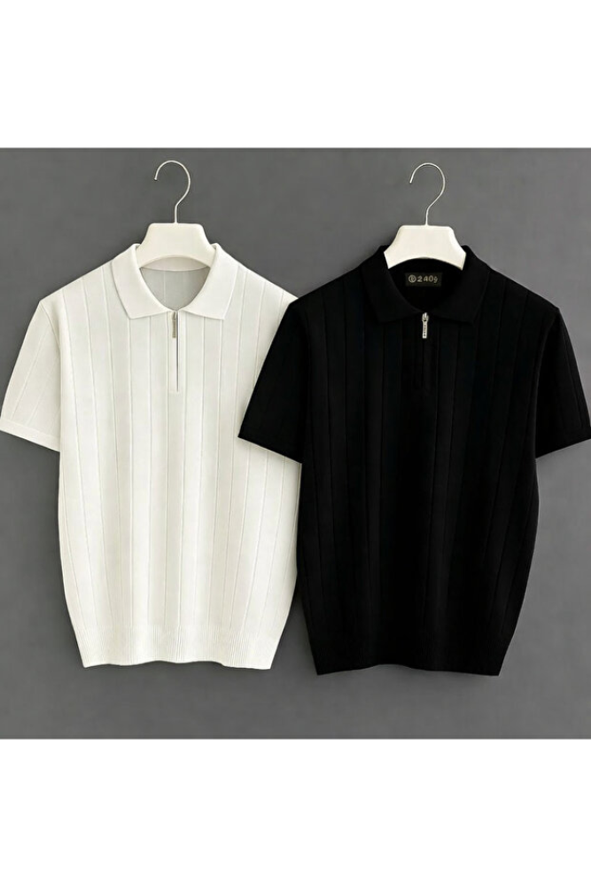 ZS Zaos Fashion a set of two men's zip-up sweatshirts made of polyurethane, made of high-quality cotton, flexible and comfortable, regular T-shirt