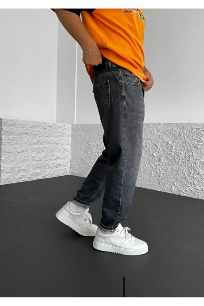 DIRECTIVE JEANS بنطلون جينز رجالي من Boyfriend Kalıp بلون أنثراسيت أزرق