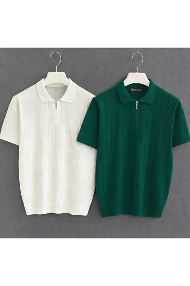 ZS Zaos Fashion a set of two men's zip-up sweatshirts made of polyurethane, made of high-quality cotton, flexible and comfortable, regular T-shirt