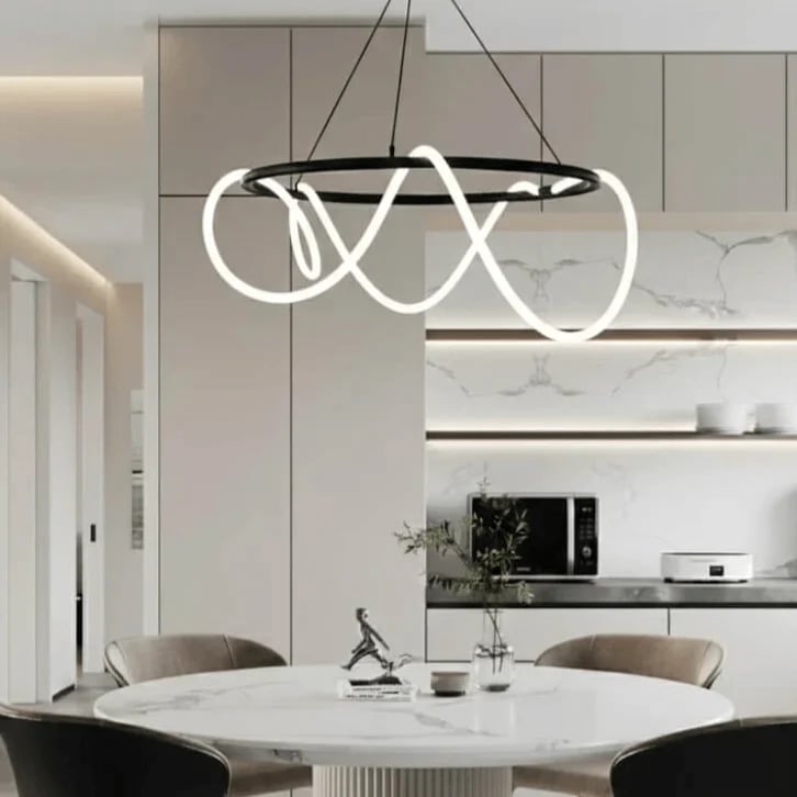 ثريا LED حديثة بتصميم حلقي متموج