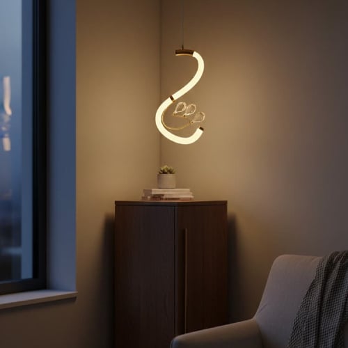 اضاءة معلقة من السقف ذهبي