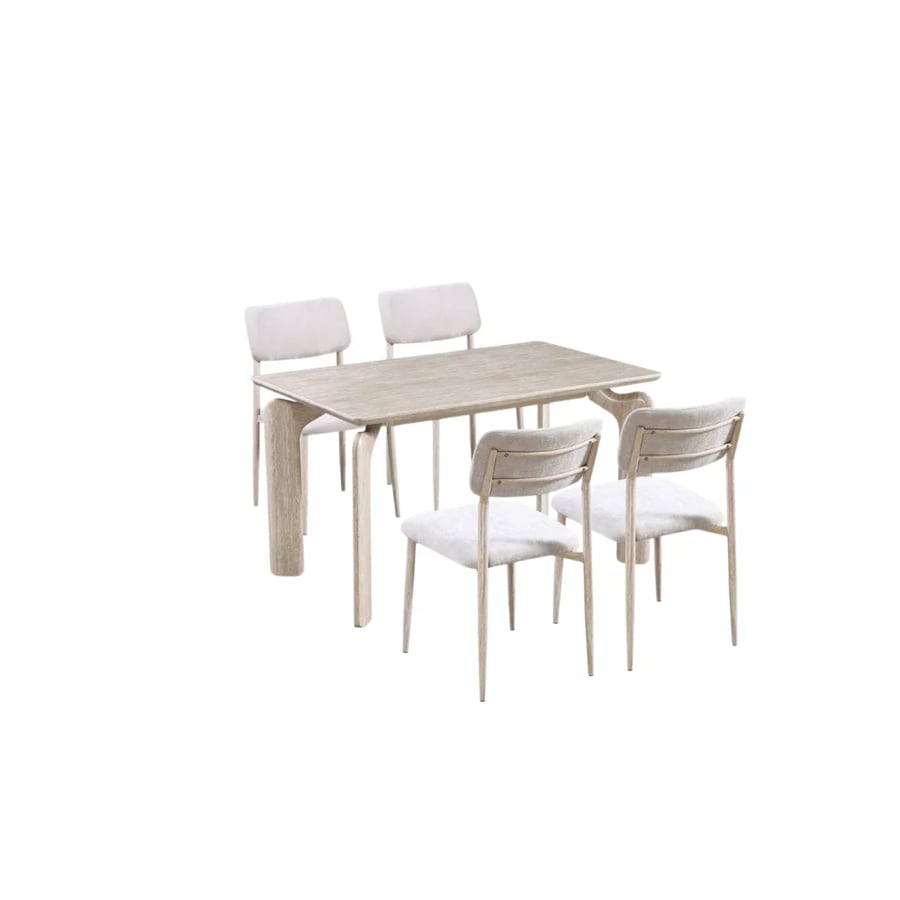 Beige marble dining table with 4 elegant chairs – M-027 BEIGE