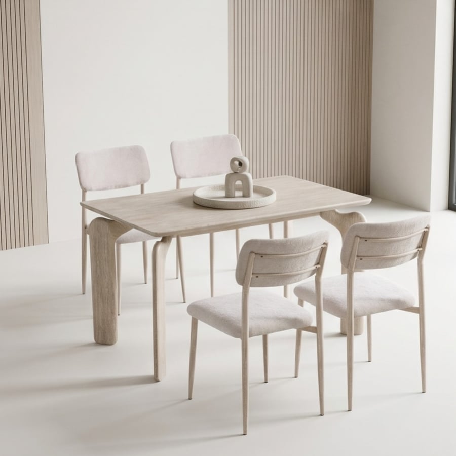 Beige marble dining table with 4 elegant chairs – M-027 BEIGE