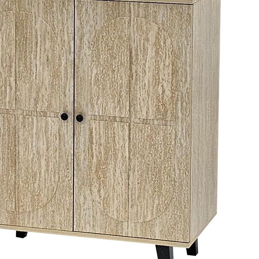 Multi-purpose wooden closet beige 80 cm