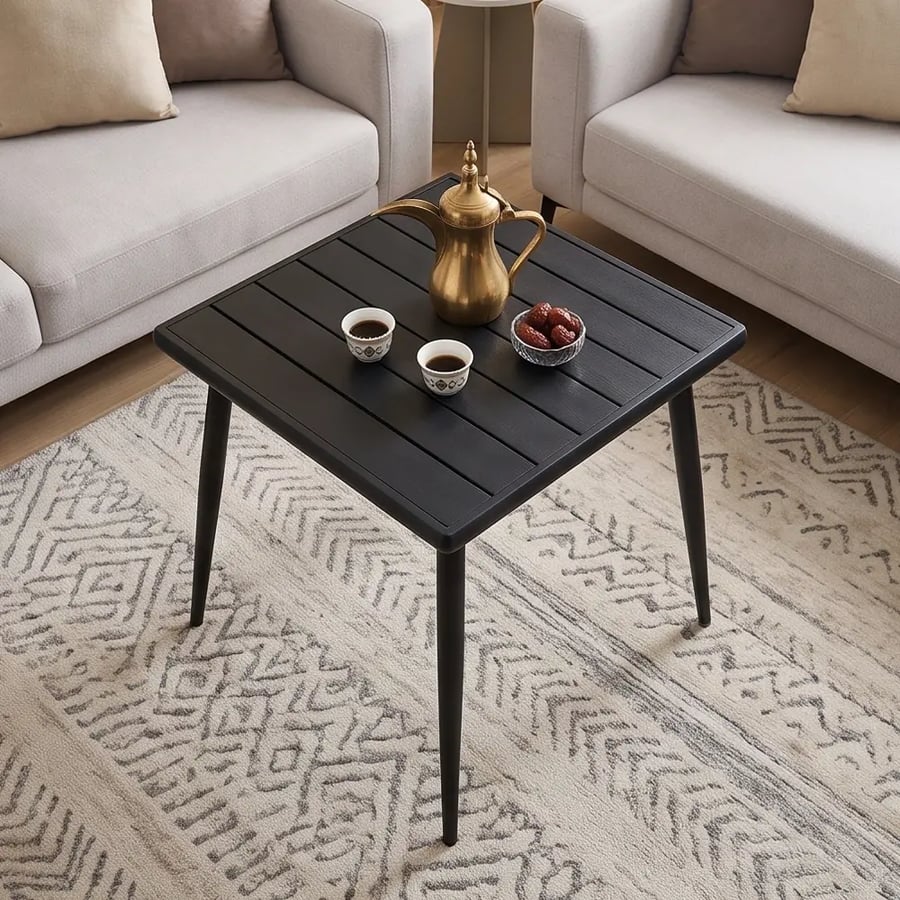 طاولة مفردة بأرجل معدنية 70×75 سم - أسود