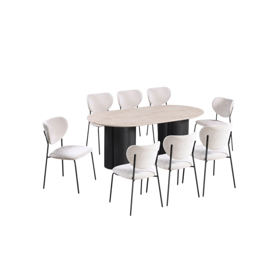 طاولة طعام خشب بيج مع 8 كراسي مودرن – M-032 BEIGE