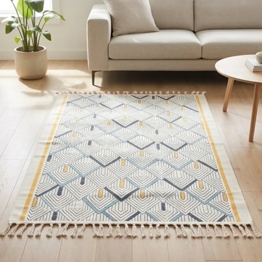 فرشة أرضي 60×130 سم - بيج وأزرق