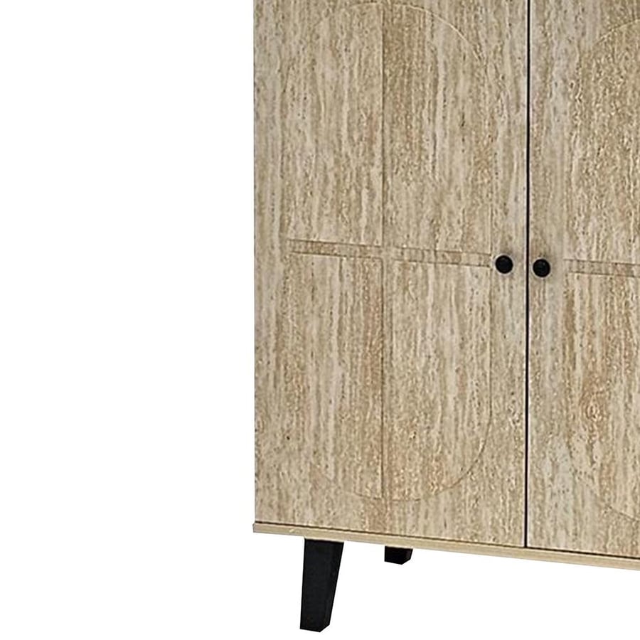 Multi-purpose wooden closet beige 80 cm
