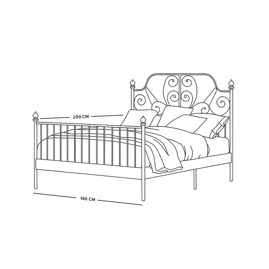 Naveera black bed frame 140x200 cm