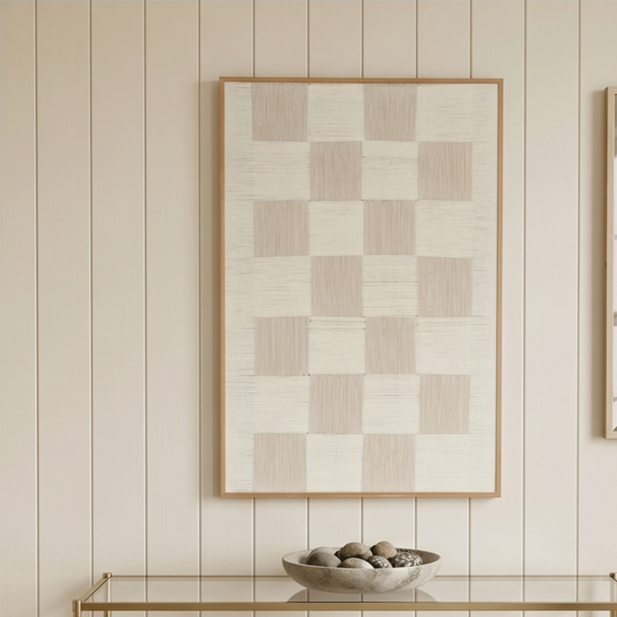 لوحة جدارية هندسية بيج وكريمي 80 × 120 سم