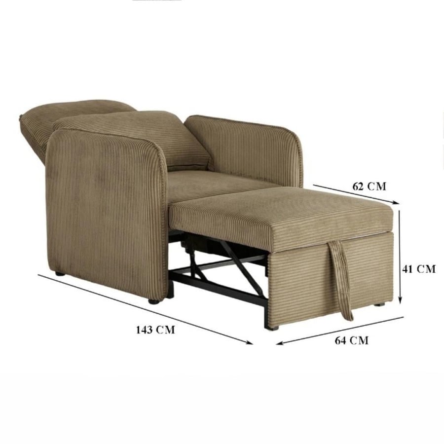 Adjustable chair for single bed 2*1 brown