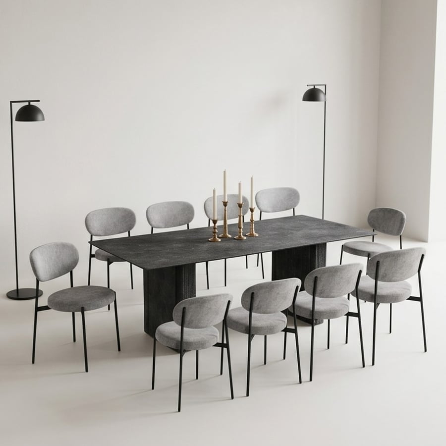 Wooden dining table 10 chairs M-034 GREY