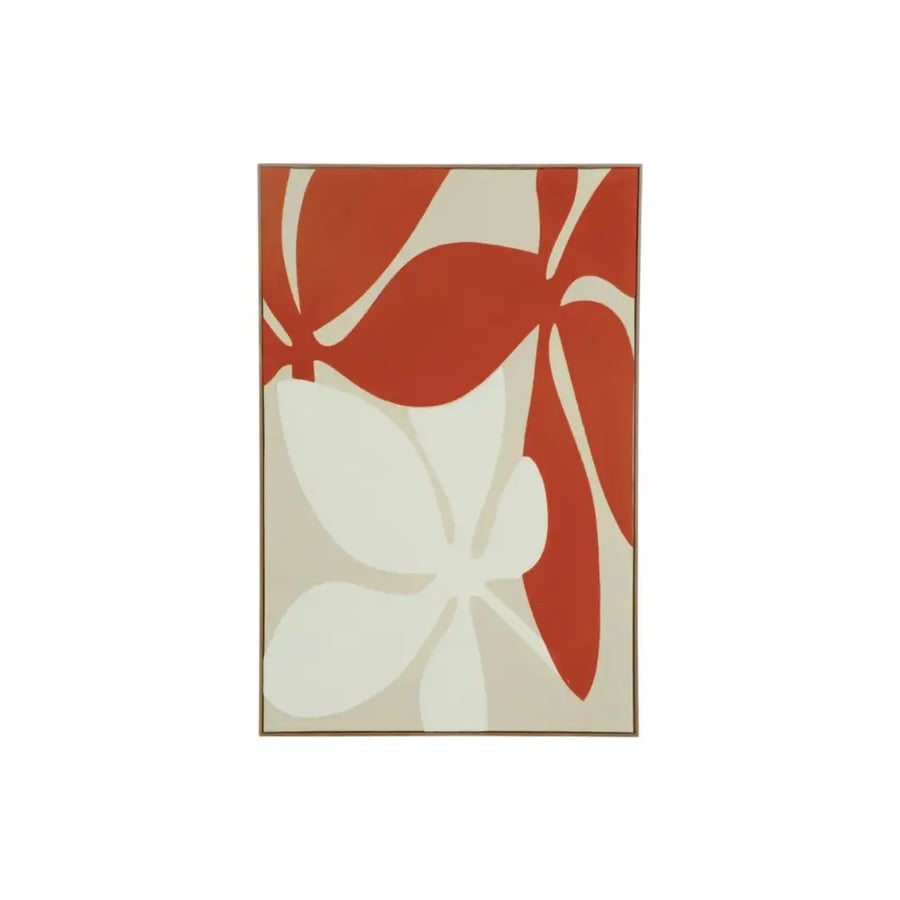 لوحة جدارية تجريدية أبيض وبرتقالي 80 × 120 سم