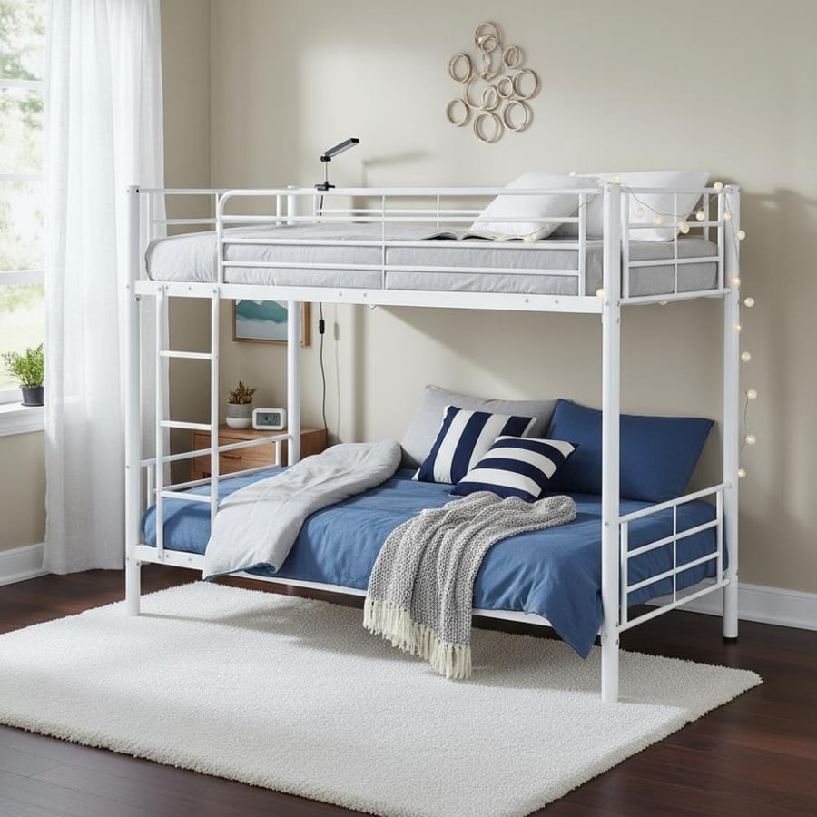 White double iron bed 100×190 with practical and durable design