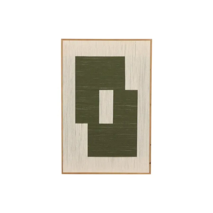 لوحة جدارية هندسية تجريدية بيج وأخضر 80 × 120 سم