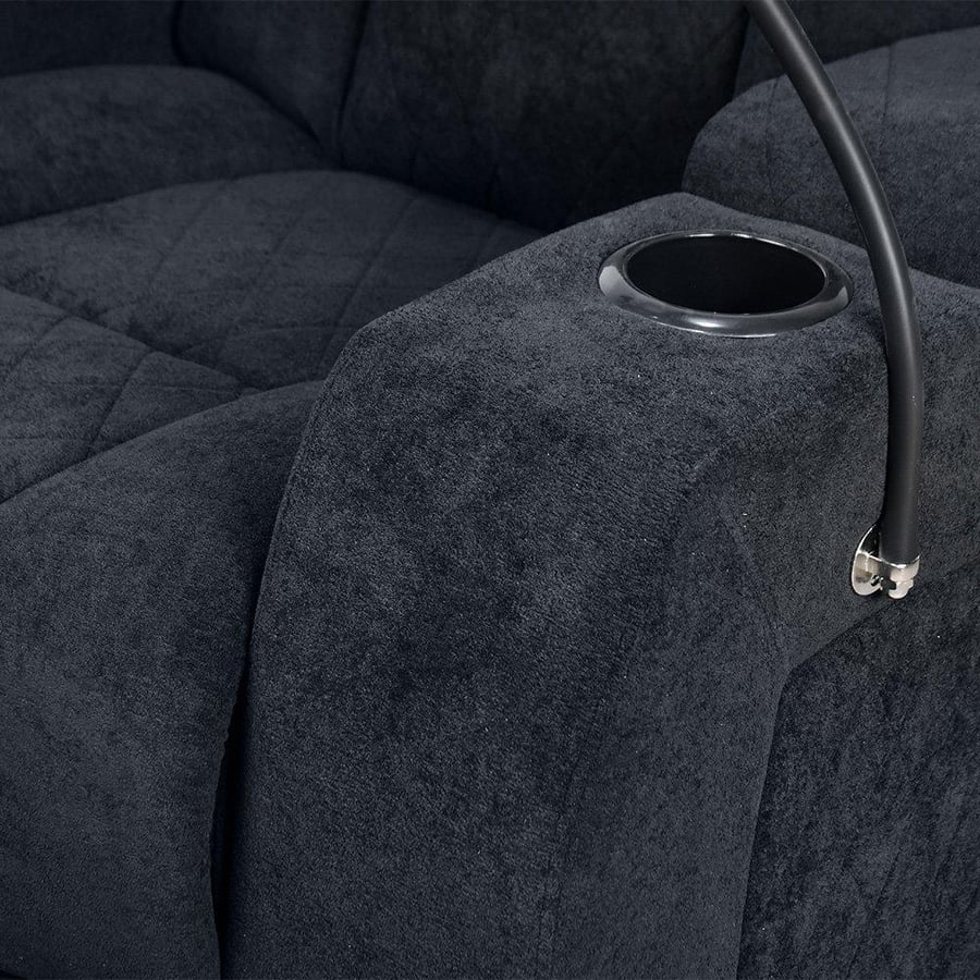 King's chair relaxation fun rotating with phone holder and table shelf black