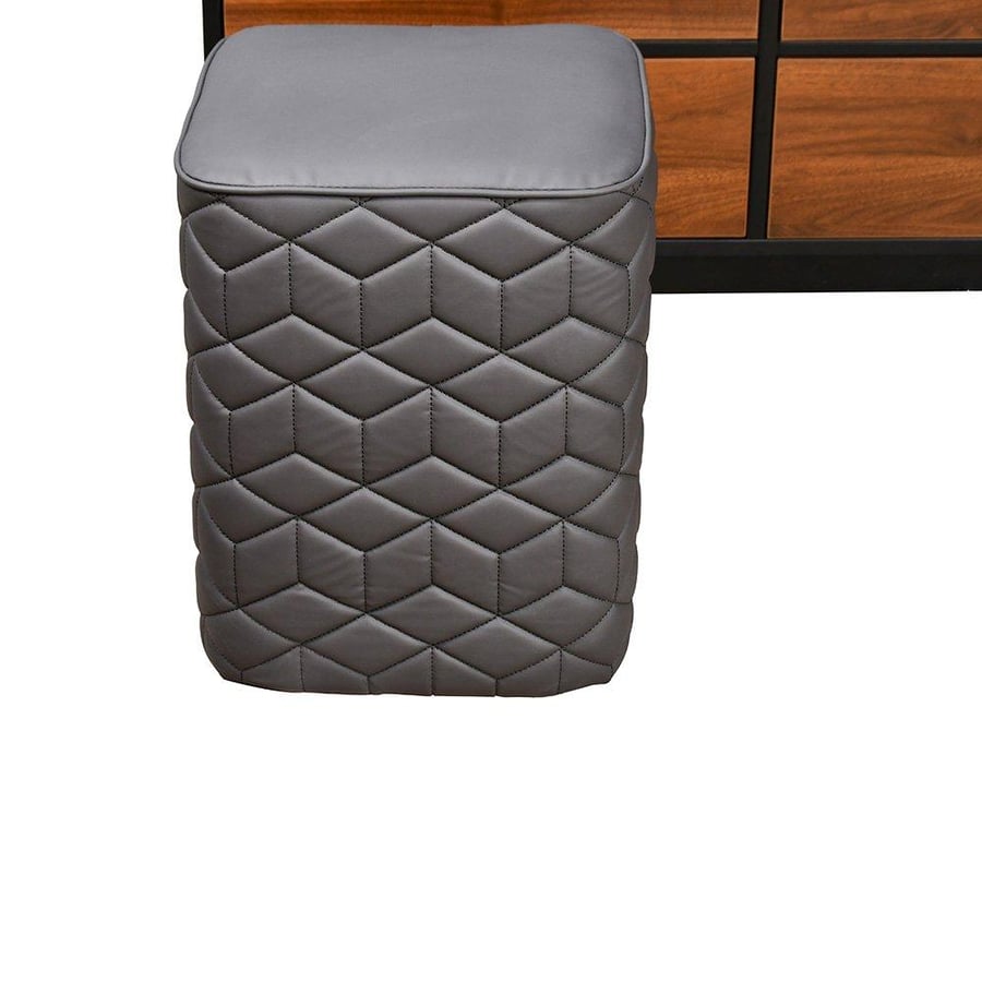 Modern wooden dressing table with 6 drawers, illuminated mirror, and stool