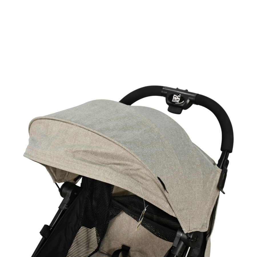 Folding stroller with fabric and beige metal frame