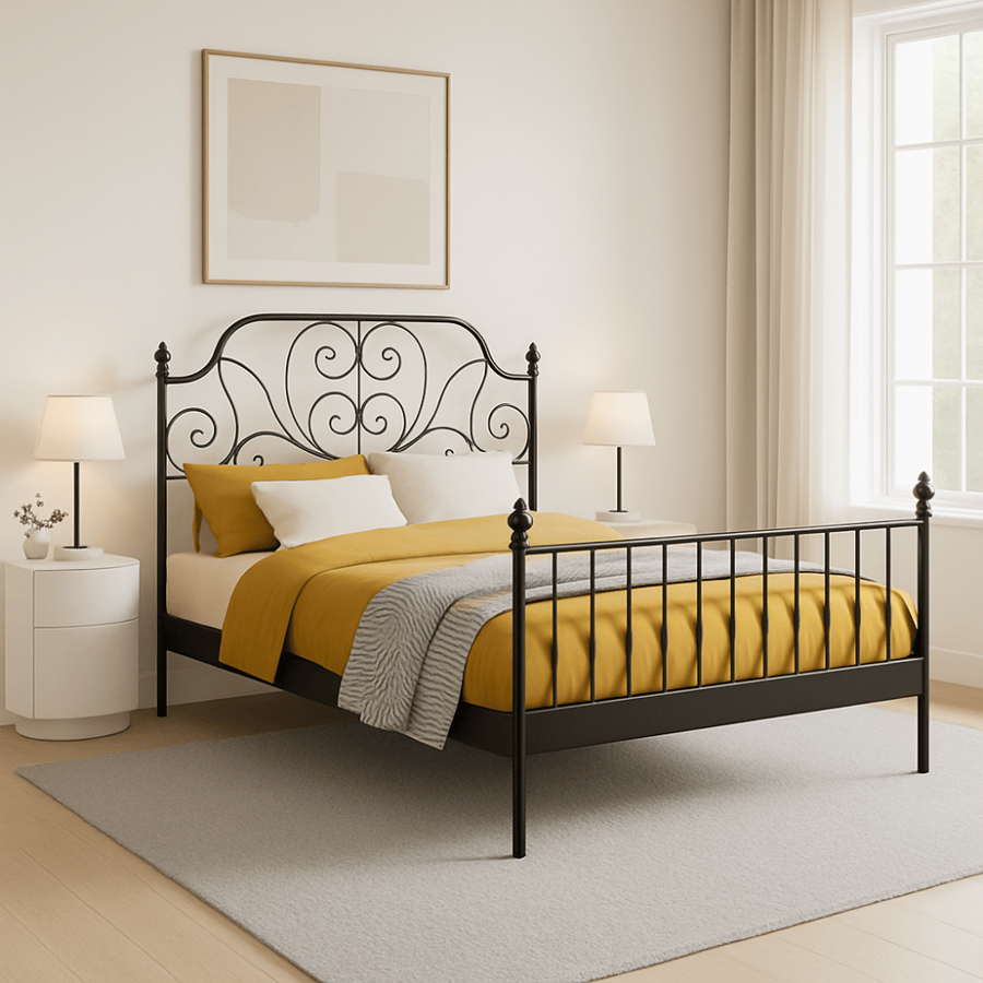 Naveera black bed frame 140x200 cm