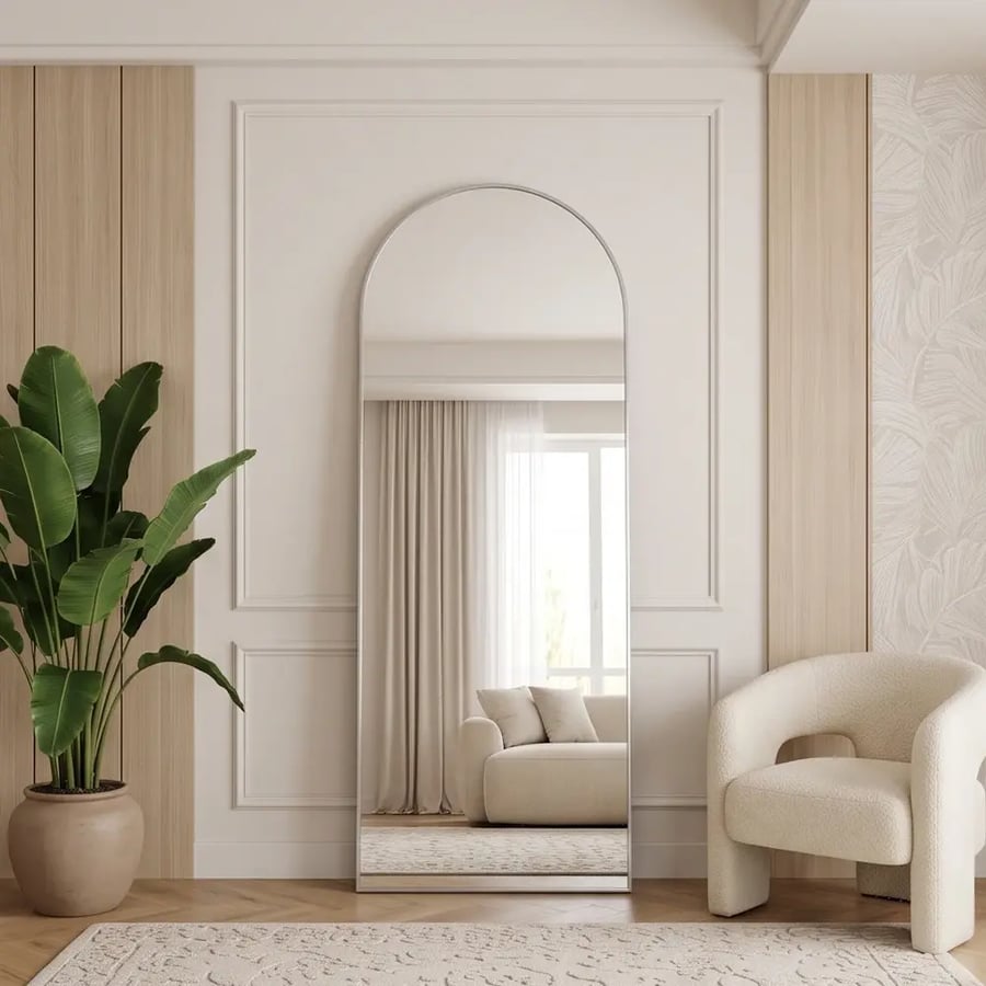 مرآة ديكور حائط بإطار فضي 70×180 سم