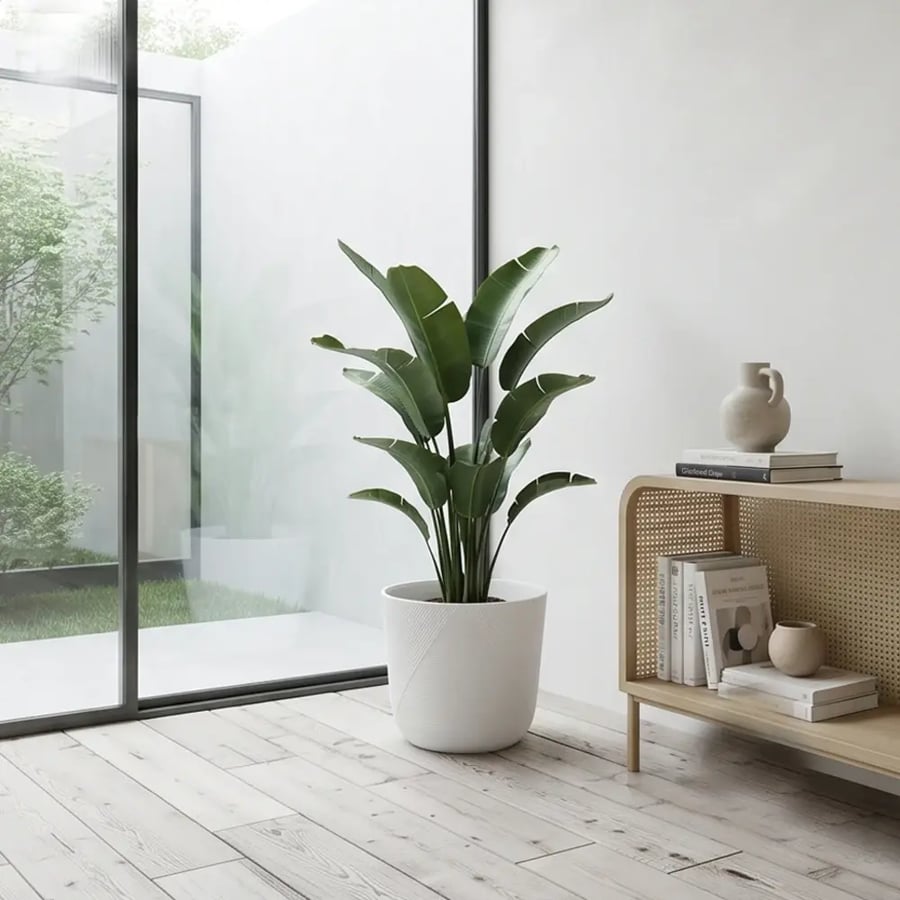 مركن زرع فارغ أبيض بتصميم هندسي بارز
