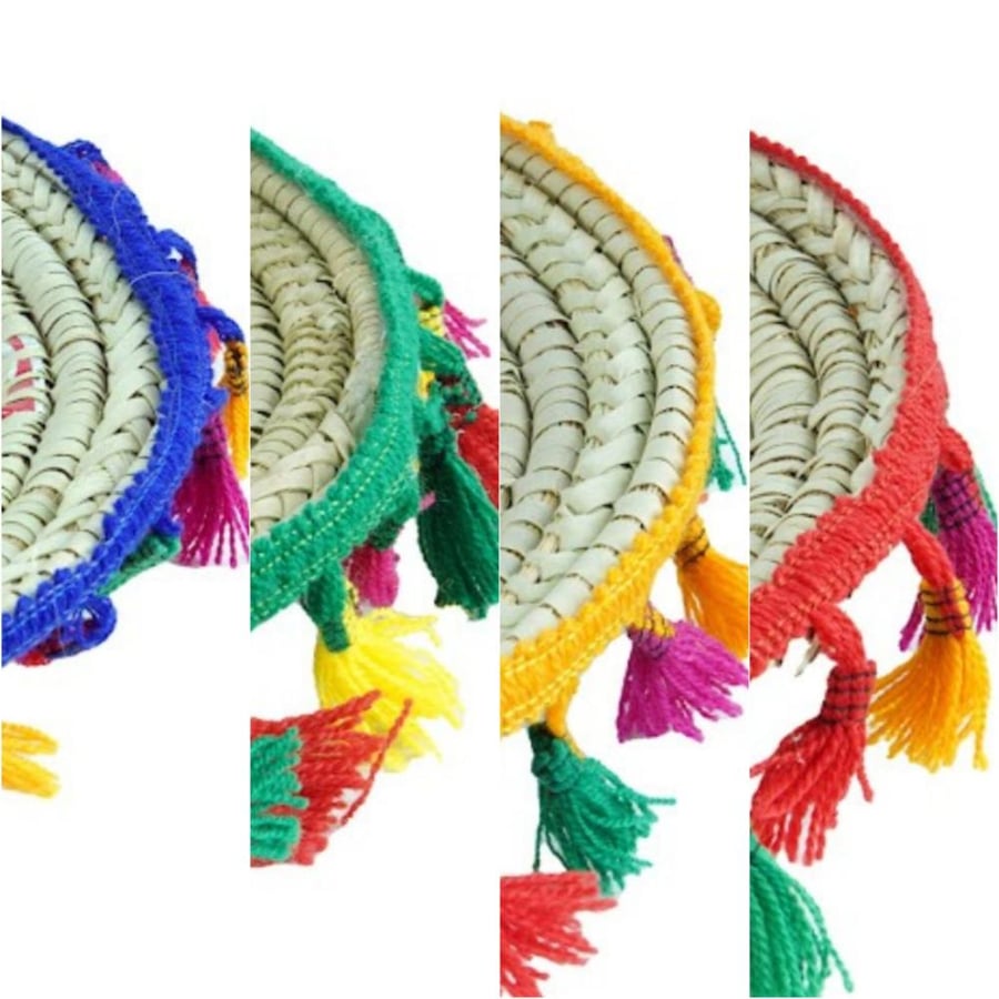 Decorated Straw Tray - Small