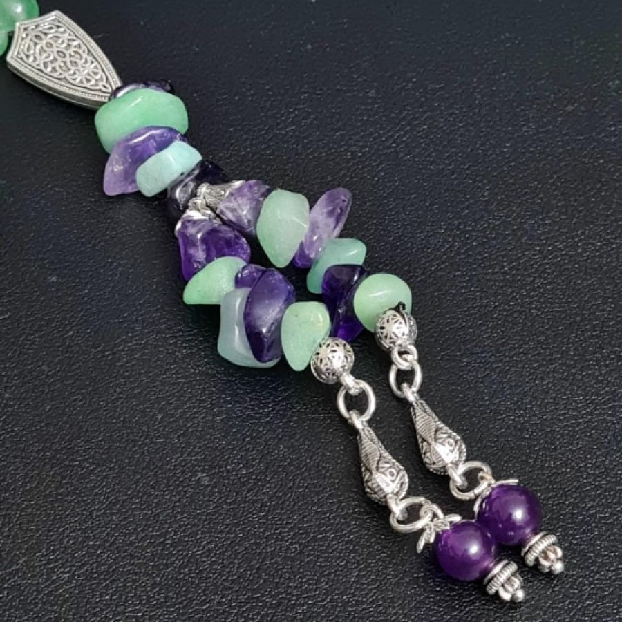 سبحة الأفنتورين والجمشت الطبيعية  45×8mm