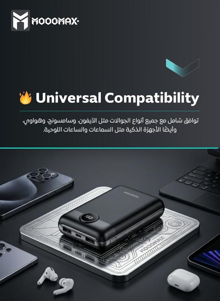 باور بانك موج ماكس 20000 صغير الحجم بشاشة رقمية 45 واط