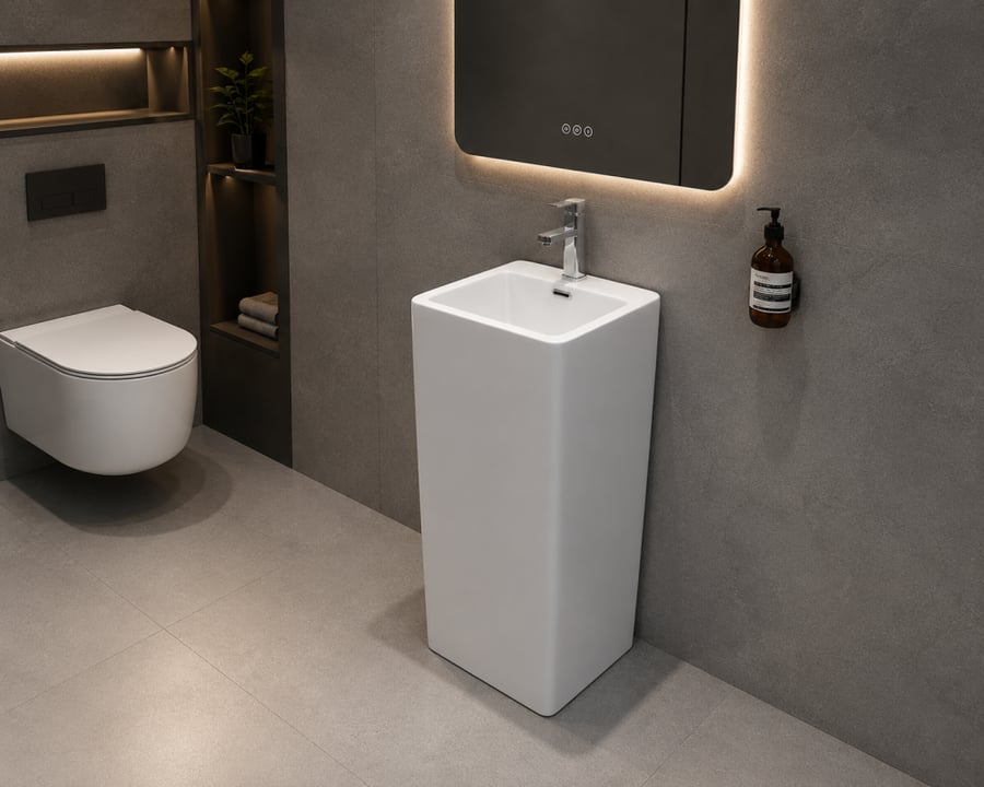 White square barrel washbasin