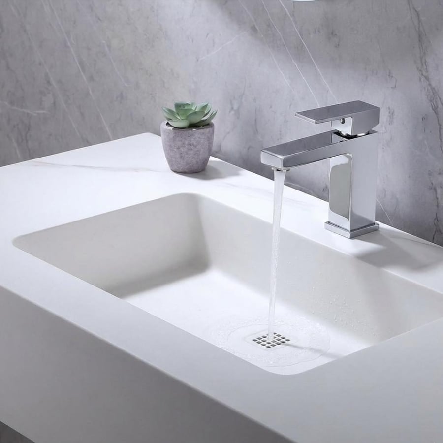 Chrome sink mixer, modern short shape, MT-008