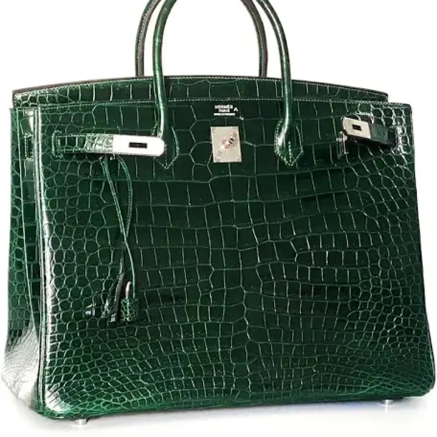 شنطة birkin 25 اخضر كروك ك هاردوير فضي او ذهبي