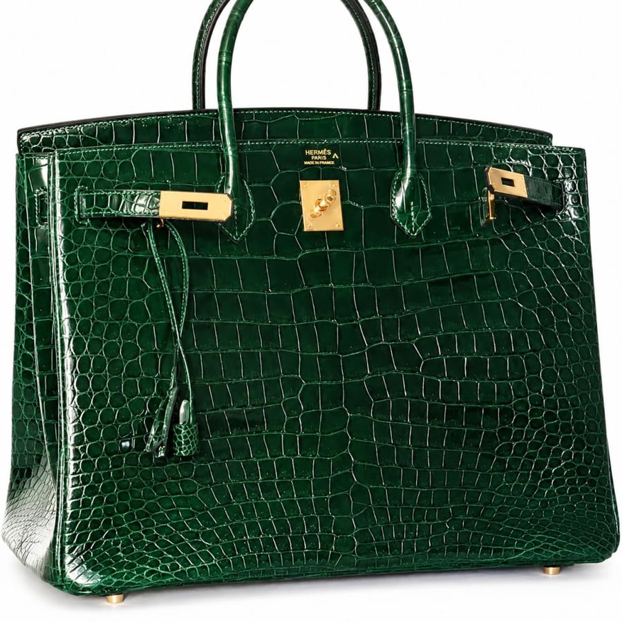 شنطة birkin 25 اخضر كروك ك هاردوير فضي او ذهبي