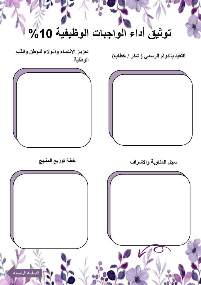 مميز -سجل شواهد الأداء الوظيفي بوربوينت الكتروني تفاعلي موف تصميم الورود رفع الشواهد صور و باركود