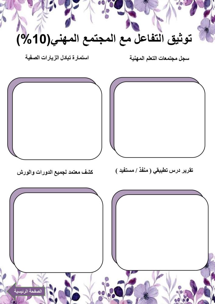 مميز -سجل شواهد الأداء الوظيفي بوربوينت الكتروني تفاعلي موف تصميم الورود رفع الشواهد صور و باركود