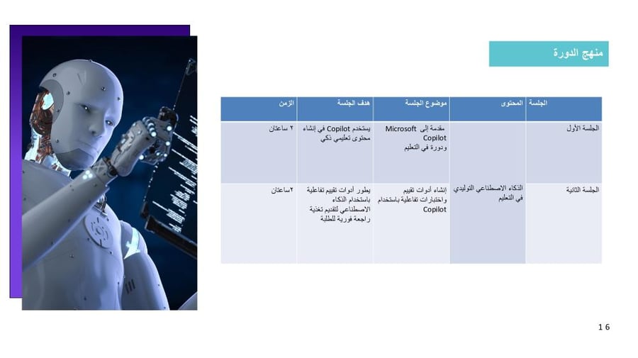 دورة تدريبية للذكاء الاصطناعي التوليدي واستخدماته التعليمية للمعلم/ه