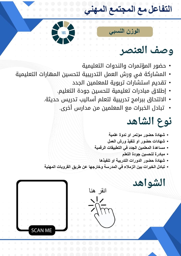 سجل شواهد الاداء تصميم رسمي أزرق