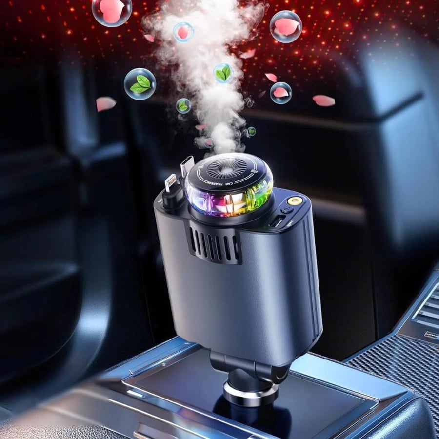 شاحن سيارة 120W بكيابل سحب وفواحة