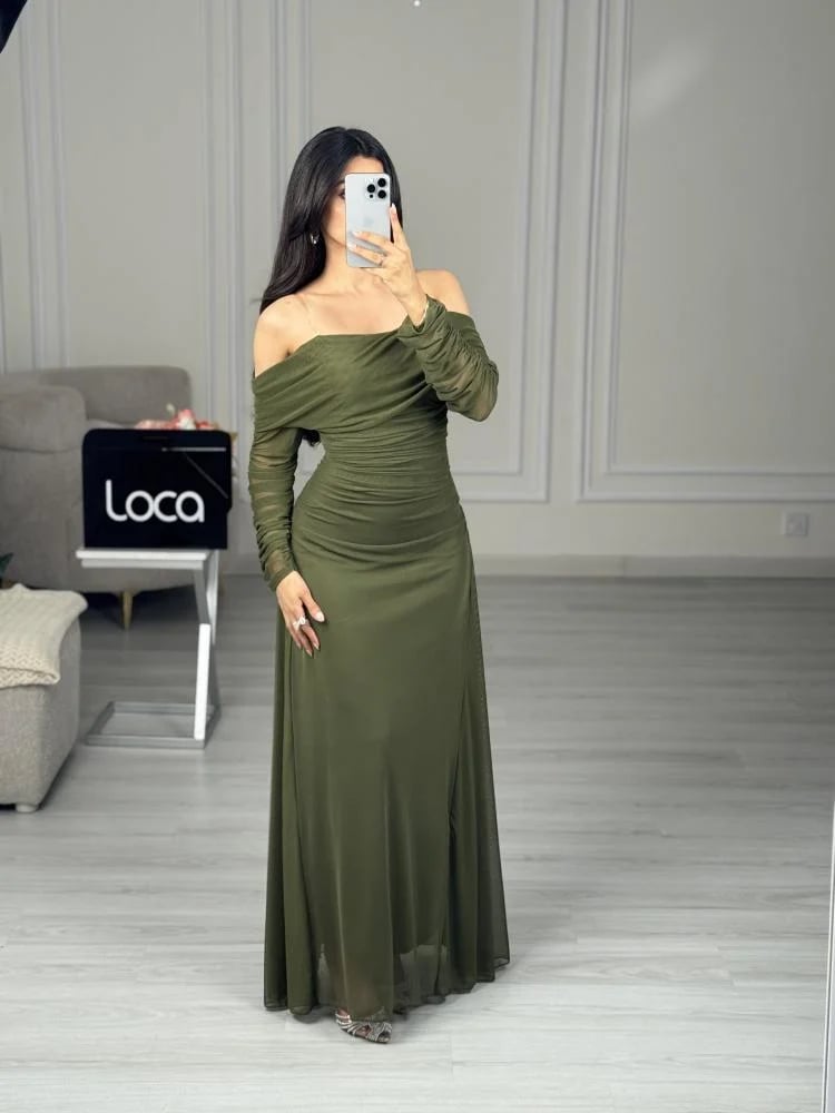 Elegant olive evening dress