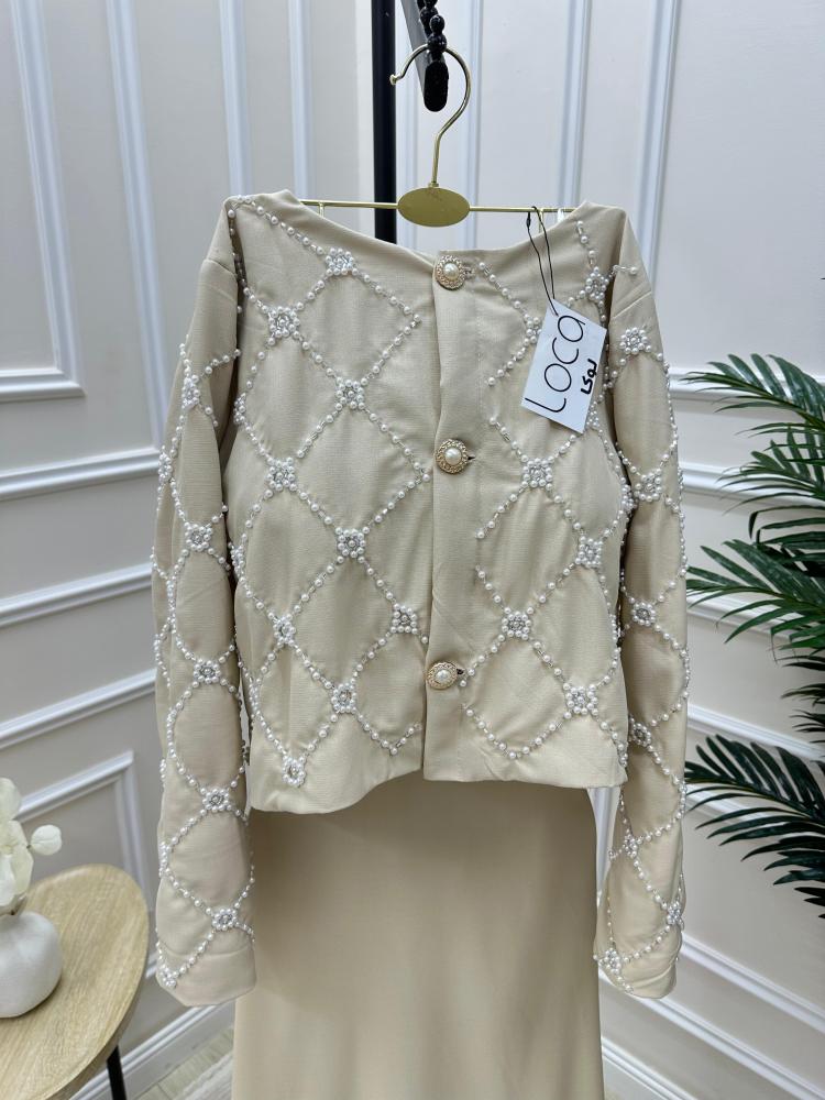 Soft beige two-piece dress