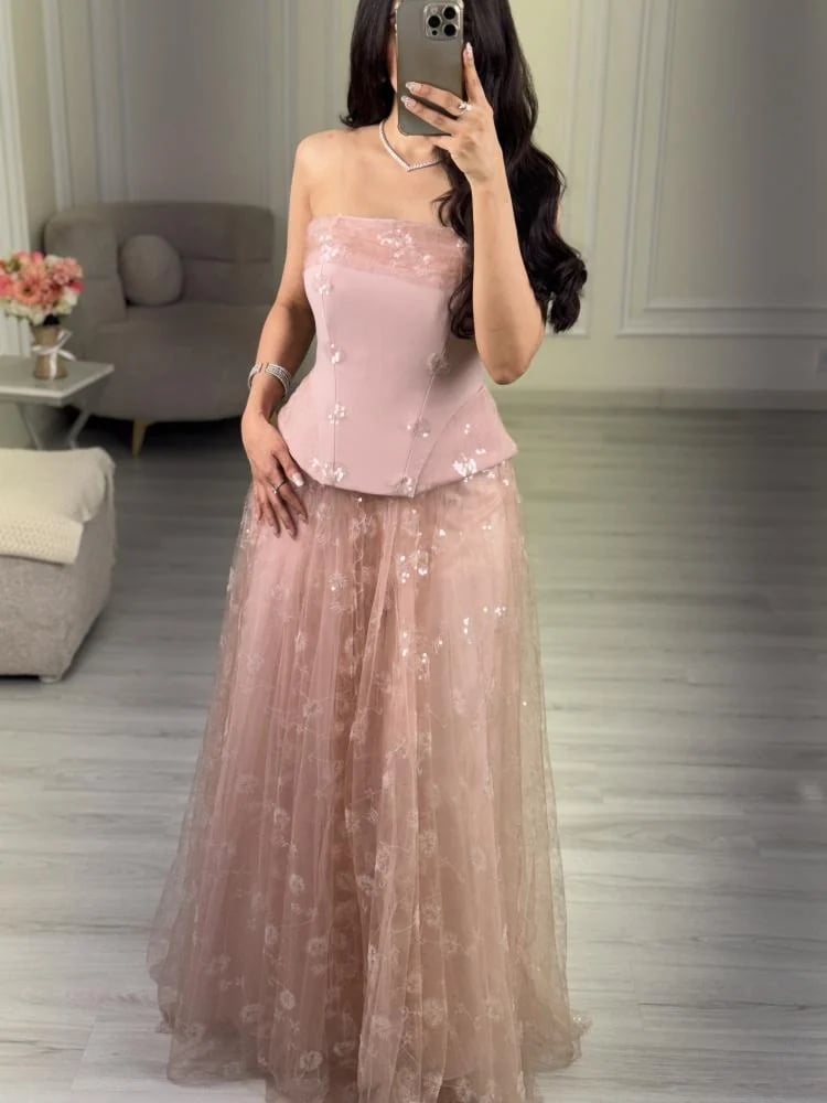 Pink evening dress