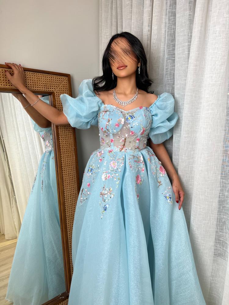 Evening dress sky blue